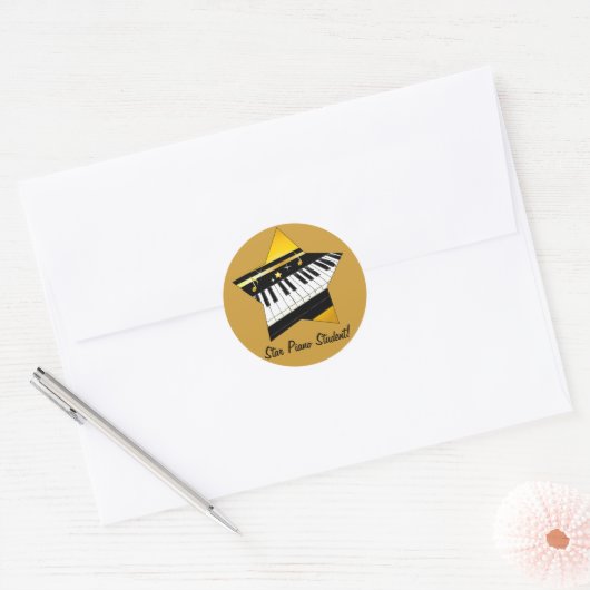 Star Piano Student Ronde Sticker (Envelop)