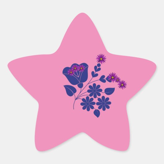 Star Pink Flower Ster Sticker (Voorkant)