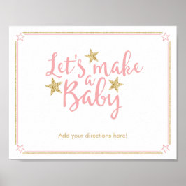 Star Pink Gold Glitter maakt een Baby shower game Poster