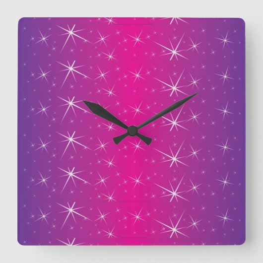 Star Pink Patroon Vierkante Klok (Voorkant)