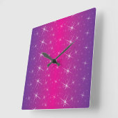 Star Pink Patroon Vierkante Klok (Hoek)