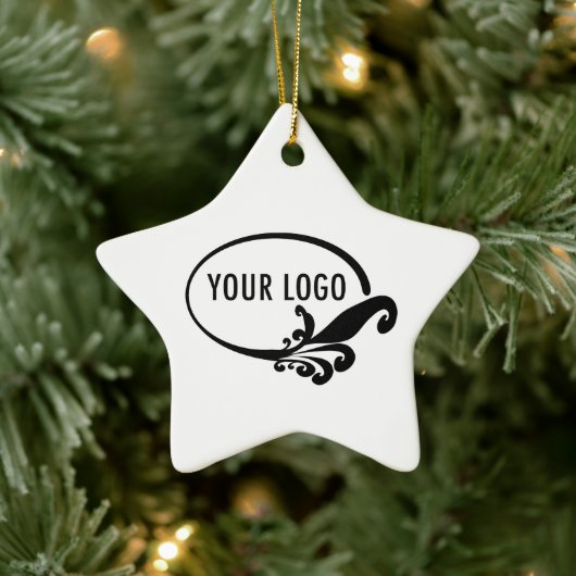 Star Porselein Keramisch Ornament met Bedrijf Logo (Boom)