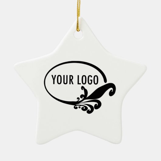 Star Porselein Keramisch Ornament met Bedrijf Logo (Voorkant)