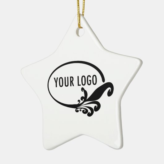 Star Porselein Keramisch Ornament met Bedrijf Logo (Links)