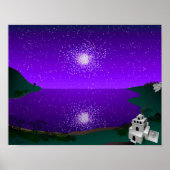 "Star Port" — Star Cluster over Alien-landschap Poster (Voorkant)