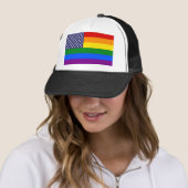 Star Rainbow American Flag Trucker Pet (In situ)