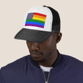 Star Rainbow American Flag Trucker Pet (In situ)