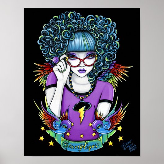 Star Rainbow Swallow Tattoo Angel Poster (Voorkant)