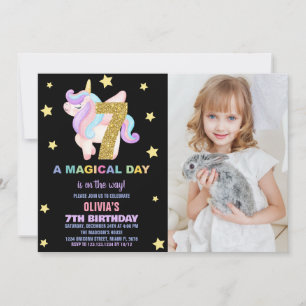 Star Rainbow Unicorn Verjaardag Uitnodigingen een 