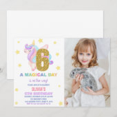 Star Rainbow Unicorn Verjaardag Uitnodigingen een  (Voorkant / Achterkant)