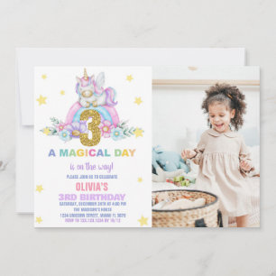 Star Rainbow Unicorn Verjaardag Uitnodigingen een 