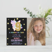 Star Rainbow Unicorn Verjaardag Uitnodigingen een (Staand voorkant)