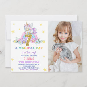 Star Rainbow Unicorn Verjaardag Uitnodigingen een