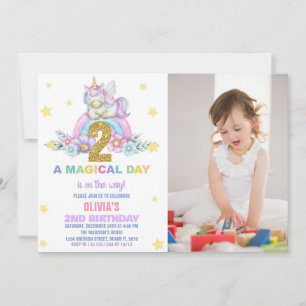 Star Rainbow Unicorn Verjaardag Uitnodigingen een