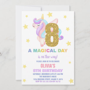 Star Rainbow Unicorn Verjaardag Uitnodigingen Vlie