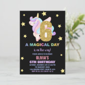 Star Rainbow Unicorn Verjaardag Uitnodigingen Vlie (Staand voorkant)