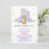Star Rainbow Unicorn Verjaardag Uitnodigingen Vlie (Staand voorkant)