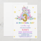 Star Rainbow Unicorn Verjaardag Uitnodigingen Vlie (Voorkant / Achterkant)