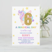 Star Rainbow Unicorn Verjaardag Uitnodigingen Vlie (Staand voorkant)