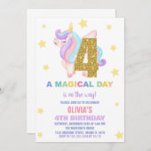 Star Rainbow Unicorn Verjaardag Uitnodigingen Vlie (Voorkant / Achterkant)