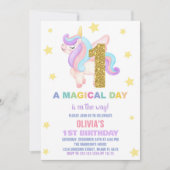 Star Rainbow Unicorn Verjaardag Uitnodigingen Vlie (Voorkant)