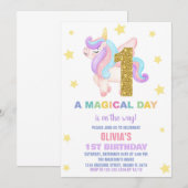 Star Rainbow Unicorn Verjaardag Uitnodigingen Vlie (Voorkant / Achterkant)