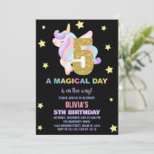 Star Rainbow Unicorn Verjaardag Uitnodigingen Vlie (Staand voorkant)