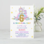 Star Rainbow Unicorn Verjaardag Uitnodigingen Vlie (Staand voorkant)