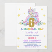 Star Rainbow Unicorn Verjaardag Uitnodigingen Vlie (Voorkant / Achterkant)
