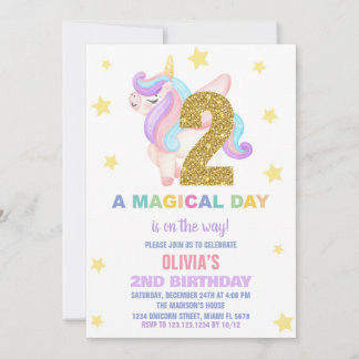 Star Rainbow Unicorn Verjaardag Uitnodigingen Vlie
