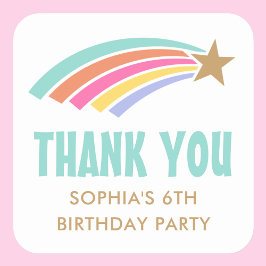 Star Rainbow Verjaardag Dank u Party Favor Vierkante Sticker