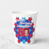 Star Red Blue 60th verjaardag twee foto's op papie Papieren Bekers (Achterkant)