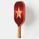 Star Red Burgundy Modern Elegant Custom Monogram Pickleball Paddle (Links)