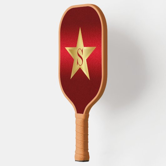 Star Red Burgundy Modern Elegant Custom Monogram Pickleball Paddle (Links)
