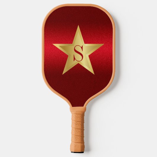 Star Red Burgundy Modern Elegant Custom Monogram Pickleball Paddle (Achterkant)