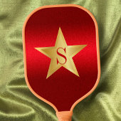 Star Red Burgundy Modern Elegant Custom Monogram Pickleball Paddle