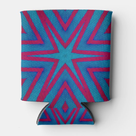 Star Red en Blue Geometric Blikjeskoeler (Voorkant)