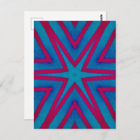 Star Red en Blue Geometric Briefkaart (Voorkant / Achterkant)