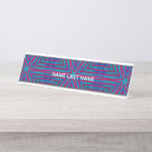 Star Red en Blue Geometric Bureau Naambordje (Voorkant)