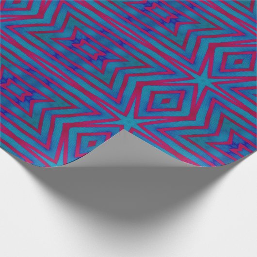 Star Red en Blue Geometric Cadeaupapier (Hoek)