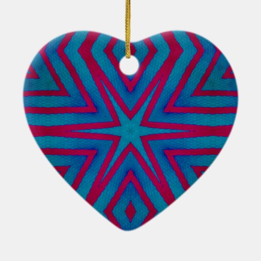Star Red en Blue Geometric Ceramic Ornament (Achterkant)