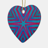 Star Red en Blue Geometric Ceramic Ornament (Links)
