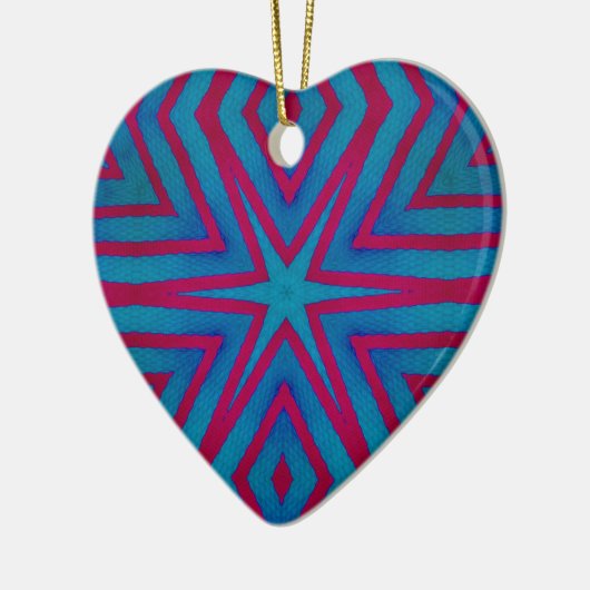 Star Red en Blue Geometric Ceramic Ornament (Links)