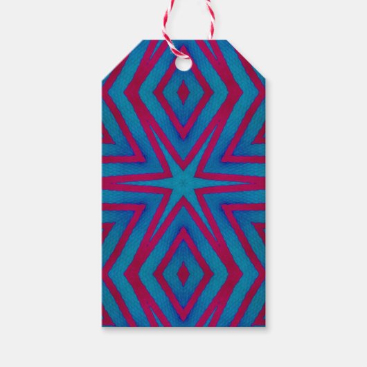Star Red en Blue Geometric Gift Labels Cadeaulabel (Voorkant)