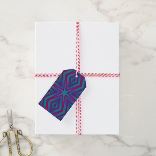 Star Red en Blue Geometric Gift Labels Cadeaulabel (Met Touw)