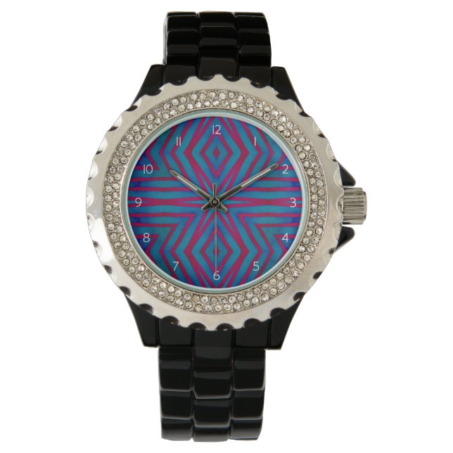 Star Red en Blue Geometric Horloge (Voorkant)