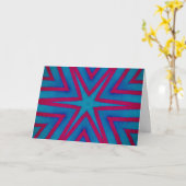 Star Red en Blue Geometric Kaart (Gele Bloem)