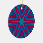 Star Red en Blue Geometric Keramisch Ornament (Rechts)