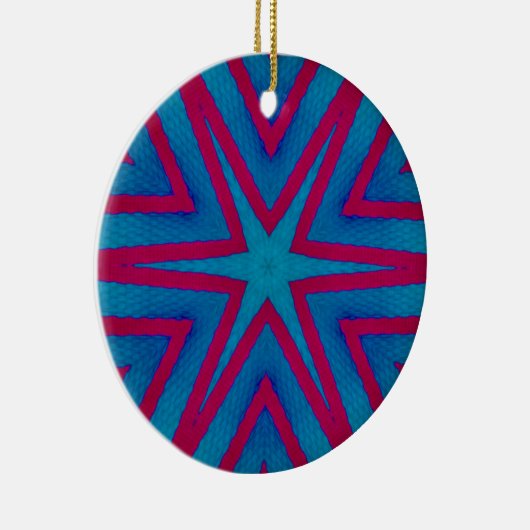 Star Red en Blue Geometric Keramisch Ornament (Rechts)