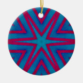 Star Red en Blue Geometric Keramisch Ornament (Voorkant)